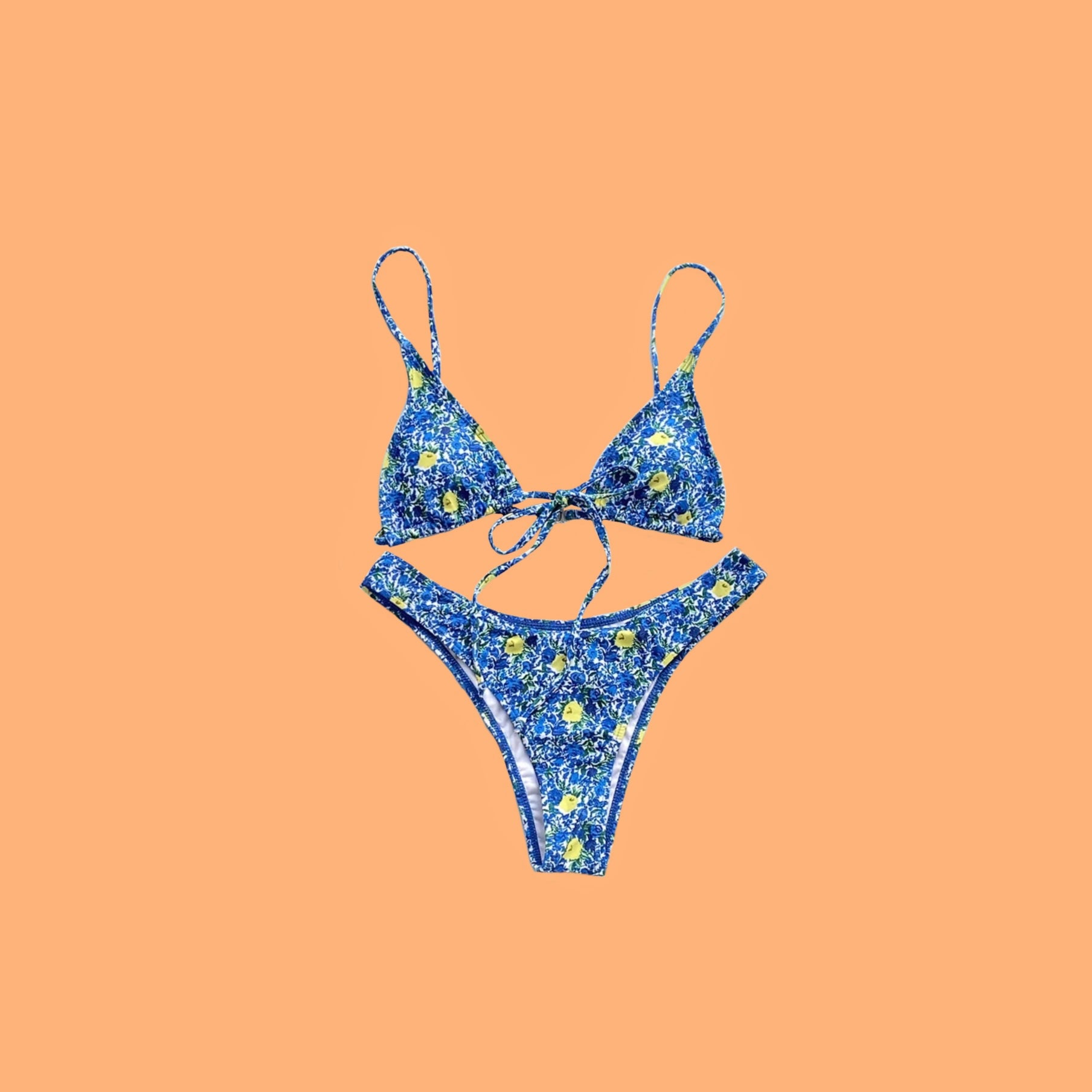 Blue and Yellow Floral Bikini