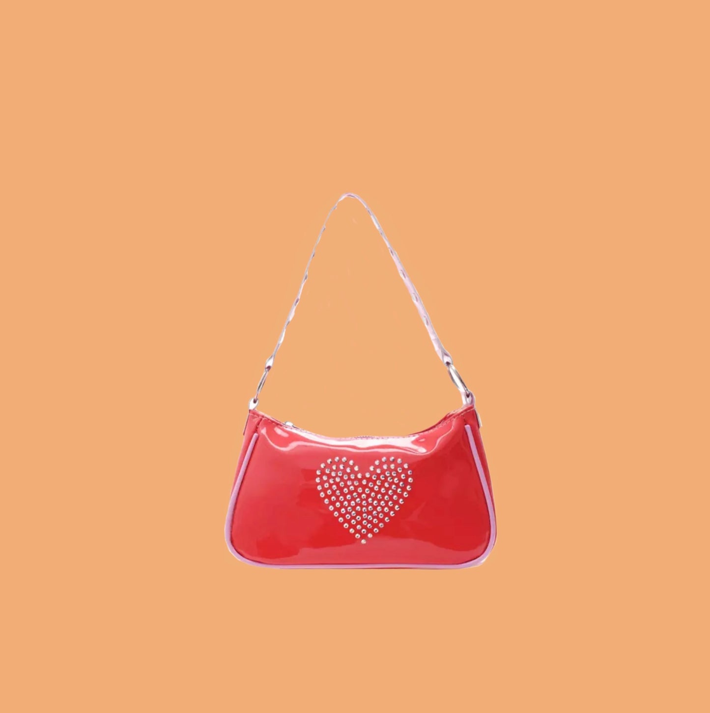 Red Heart Rhinestone Shoulder Bag