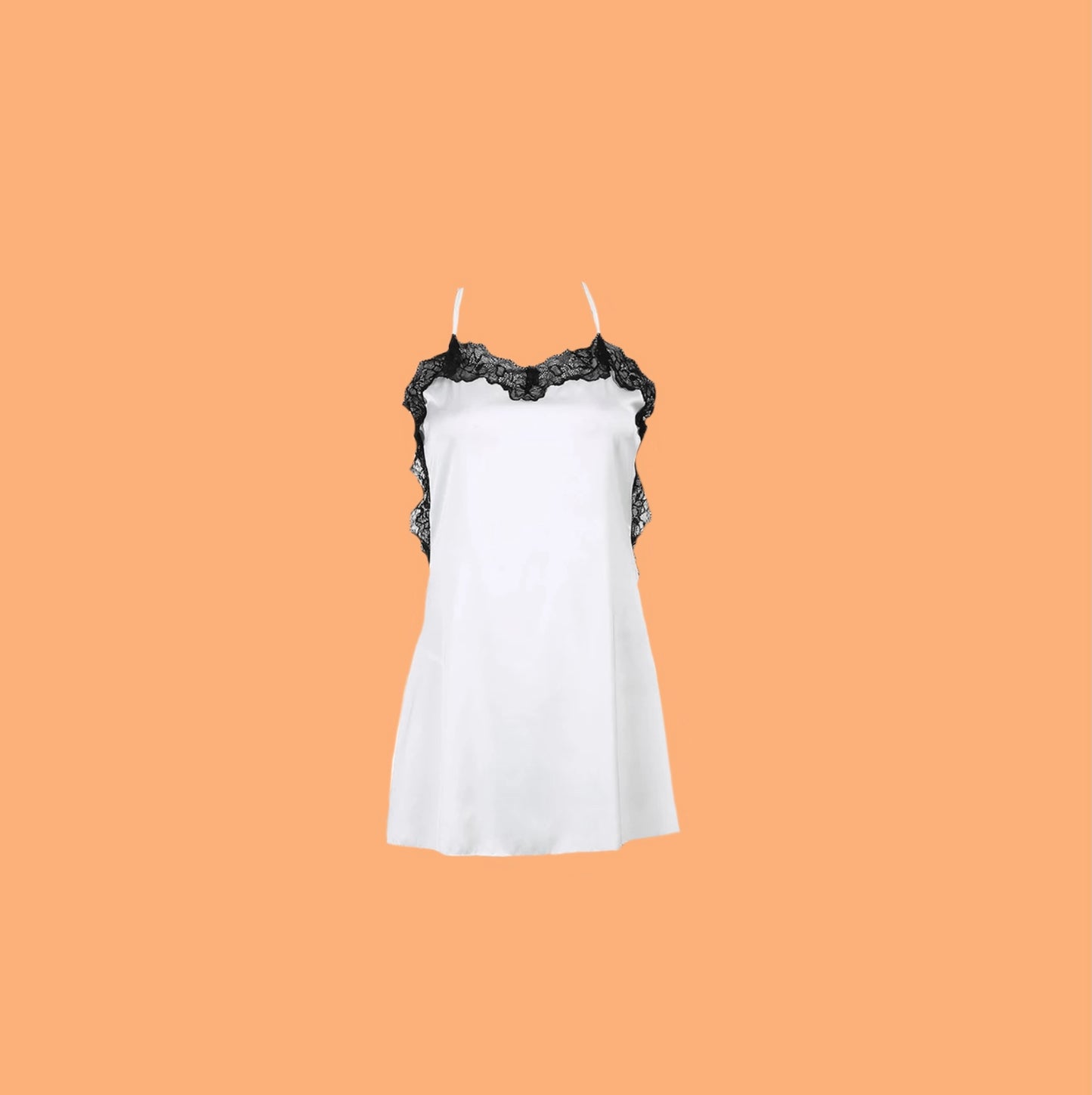 White Satin Lace Mini Dress