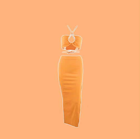 Orange Maxi Skirt Co-ord